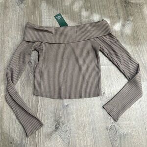 NWT Wild Fable Taupe Ribbed Knit Top